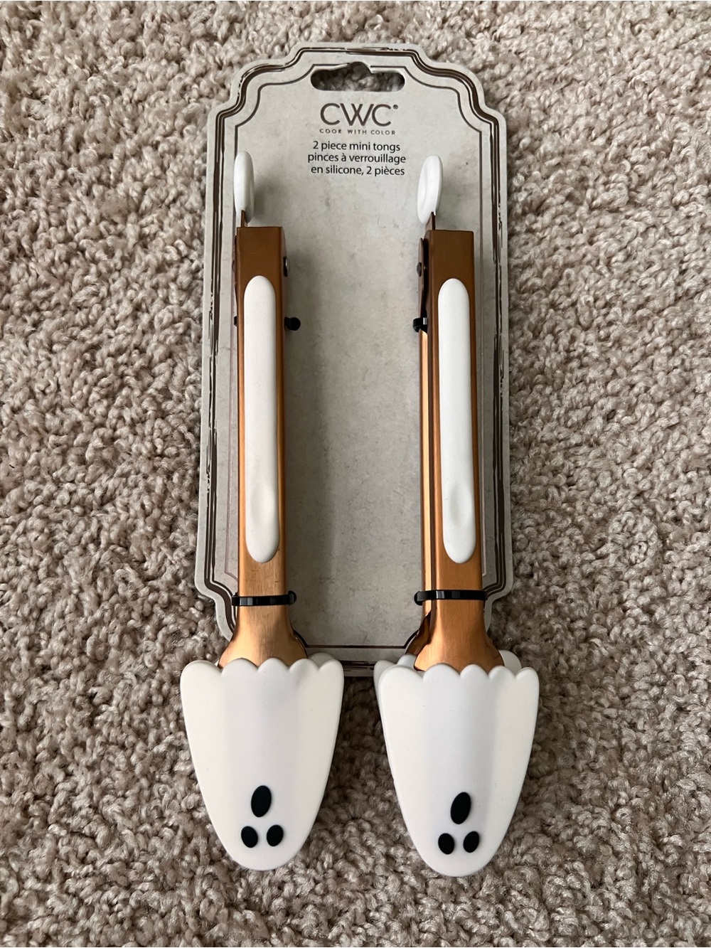 Cook With Color Halloween Ghost Mini Tongs - (2) Piece Set White & Copper